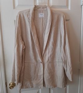 Old Navy Cream Linen Boyfriend Oversized Blazer